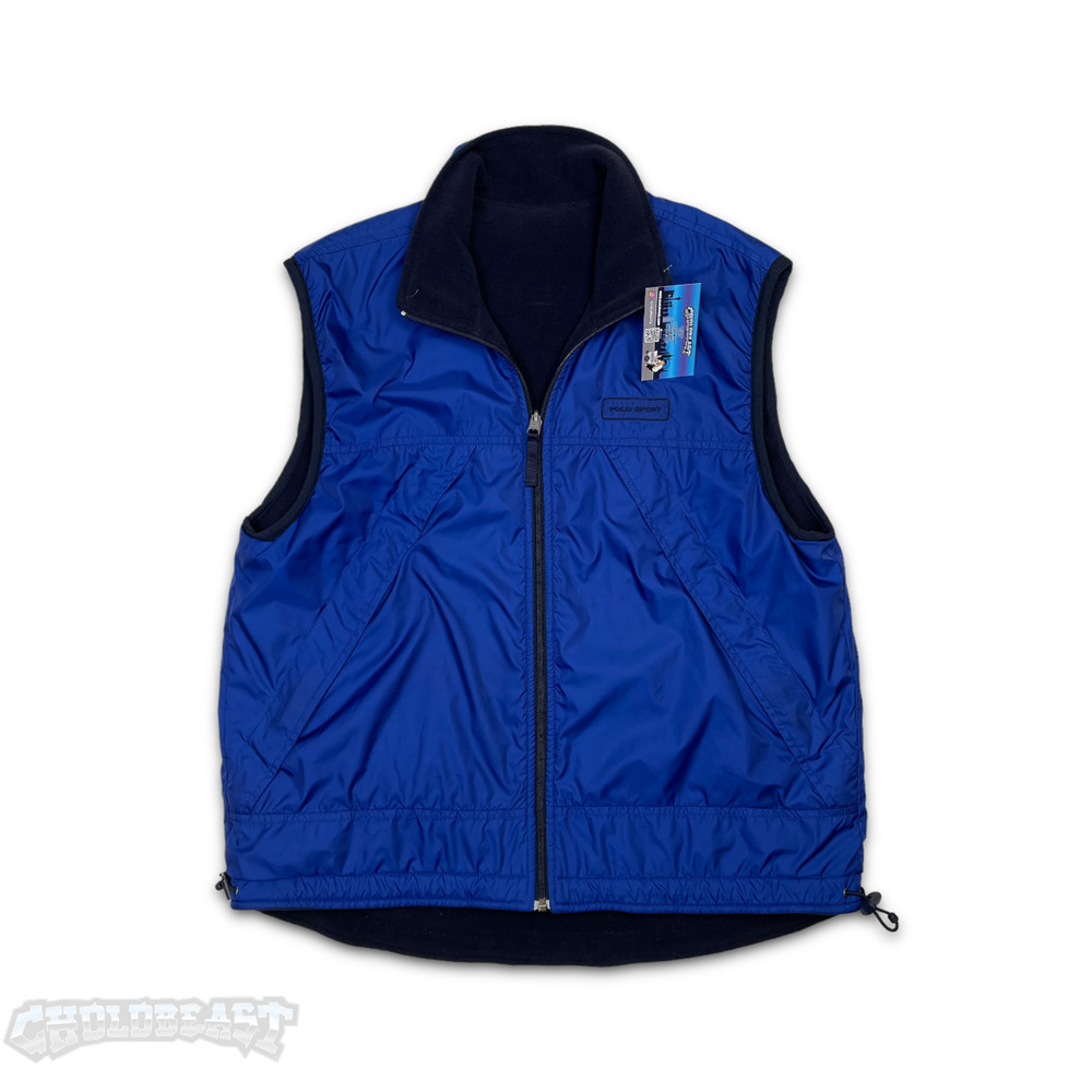 VTG 90s Polo Sport Polartec Blue Reversible Vest L